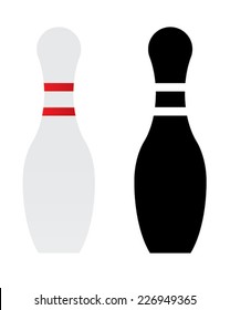 Vector Bowling Pin Set in Colour and Black and White