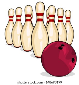 vector bowling pins and bowling ball