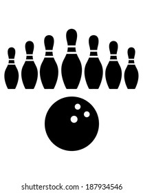 Vector Bowling Pins And Bowling Ball Set