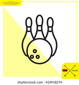Vector Bowling Pins and Bowling Ball Set