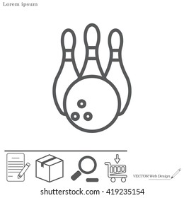 Vector Bowling Pins and Bowling Ball Set