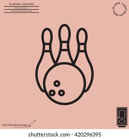 Vector Bowling Pins and Bowling Ball Set