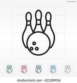 Vector Bowling Pins and Bowling Ball Set