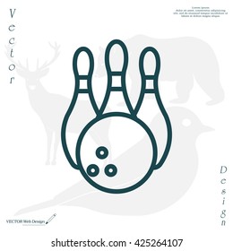 Vector Bowling Pins and Bowling Ball Set