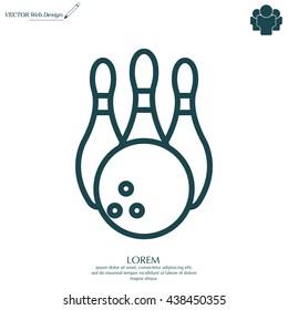 Vector Bowling Pins and Bowling Ball Set