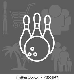 Vector Bowling Pins and Bowling Ball Set