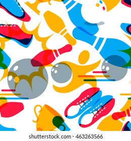 Vector bowling seamless pattern. Abstract colorful background and design elements.