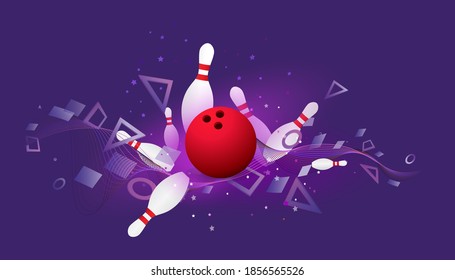 Vector bowling sport. Abstract futuristic sports background. 