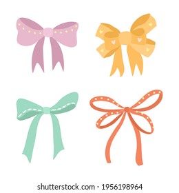 Vector bows set. Decorative bows decoration