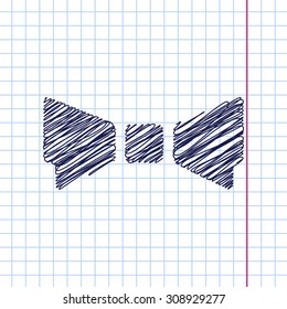 Vector bow-tie icon isolated on copybook background. Eps10 