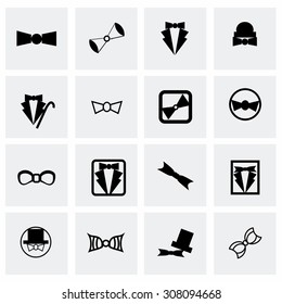 Vector bow-tie icon set on grey background