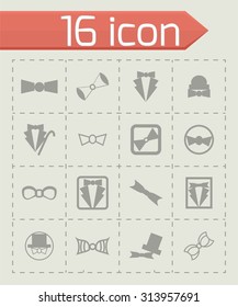 Vector bow-tie icon set on grey background