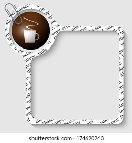 vector box for any text with cup of coffee and paper clip
