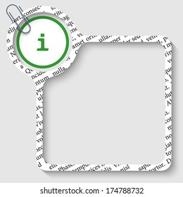 vector box for any text with info sign and paper clip