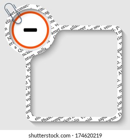 vector box for any text with minus sign and paper clip