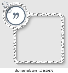 vector box for any text with quotation mark and paper clip