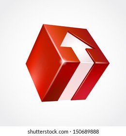 Vector box with arrow. Red