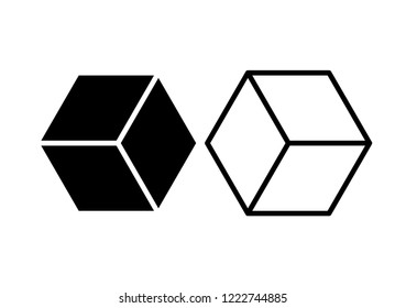 Vector box of black square hexagon Stacked together with a White background. Used in printing and web.impossible.cube