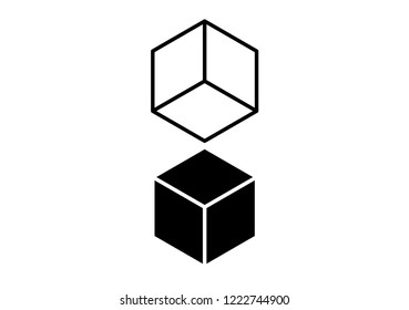 Vector box of black square hexagon Stacked together with a White background. Used in printing and web.impossible.cube