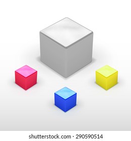 Vector box collection. Built in proper perspective cubes set.