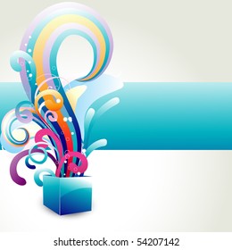 vector box with colorful floral design coming out