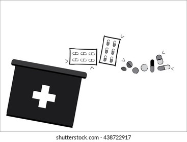 Vector of box drugs design,Abstract vector box drugs