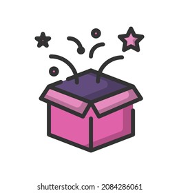 Vector box filled line icon, box contain product related 64x64 Pixel, white background