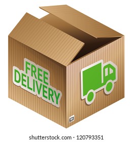 Vector box with free shipping icon - internet shopping icon