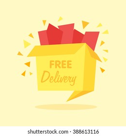 Vector box with free shipping icon - internet shopping icon