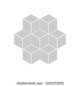 Vector box of gray square hexagon Stacked against a white background. Used in printing and web.
