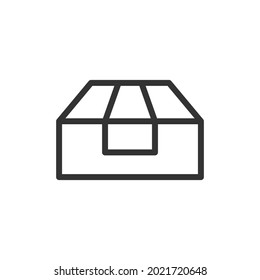 Icono de línea del cuadro del vector. Símbolo con estilo de contorno de moda. Ilustración vectorial aislada en un fondo blanco. 