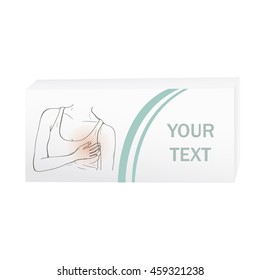Vector box for medications. Medications for persons suffering from pain in the breast.