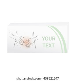 Vector box for medications. Medications for persons suffering from pain in the stomach.