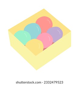 Vector box with mochi dessert