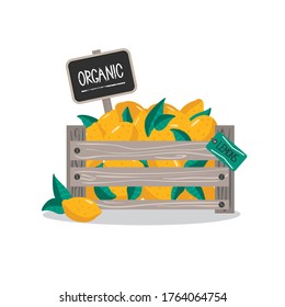 Vector box of organic lemons. Excellent for the design of postcards, posters, stickers and so on.