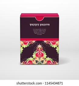 Vector box. Paisley pattern and place for your text