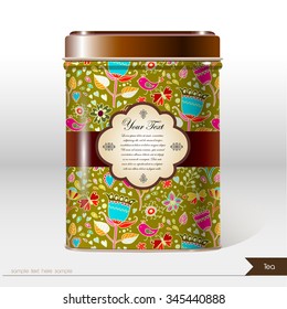 Vector box with place for your text. Design product package. Tea,coffee,dry products.