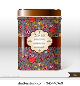 Vector box with place for your text. Design product package. Tea,coffee,dry products.