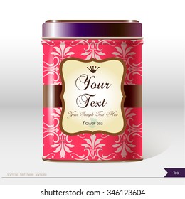 Vector box with place for your text. Design product package. Tea,coffee,dry products.