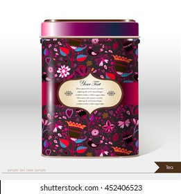 Vector box with place for your text. Design product package. Tea,coffee,dry products