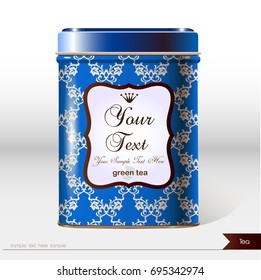 Vector box with place for your text. Design product package. Tea,coffee,dry products.