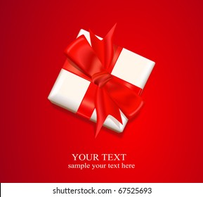vector box with a red bow on red background