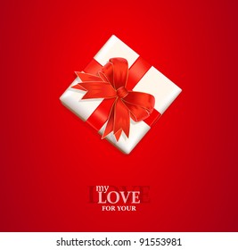 vector box with a red bow on a red background