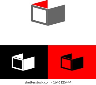 Vector Box Red Triangle Design Company Logo ; Sign Symbol