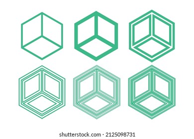 Vector Box of Square. Cube Hexagon with a White background. 3d Cube Vector Icon Symbol Template