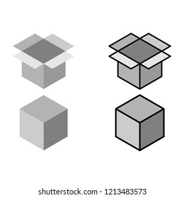 Vector box of  square  hexagon Stacked together with a White background. Used in printing and web.impossible.cube.icon.logo design.Geometry.dice.Third power.chest