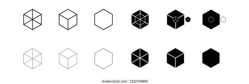 Vector box of  square  hexagon Stacked together with a White background. Used in printing and web.impossible.cube.icon.logo design.Geometry.dice.Third power.chest