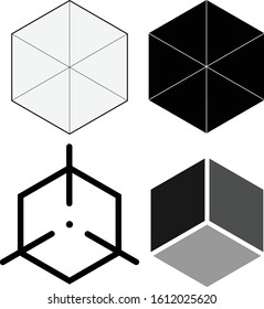 Vector box of square hexagon Stacked together with a White background. Used in printing and web.cube.icon.logo design.Geometry.dice.