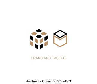 Vector box of square hexagon Stacked together with a White background. Used in printing and web.impossible.cube.icon.logo