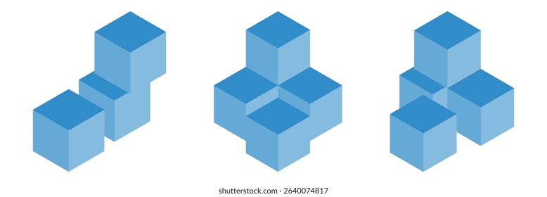Vector box of square hexagon Stacked together with a White background. Used in printing and web. impossible. cube icon.